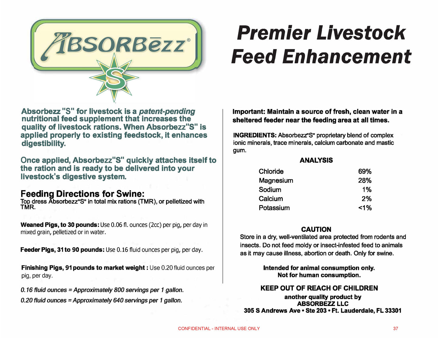 Absorbezz "S"| Feed Enhancement Swine| Gallon